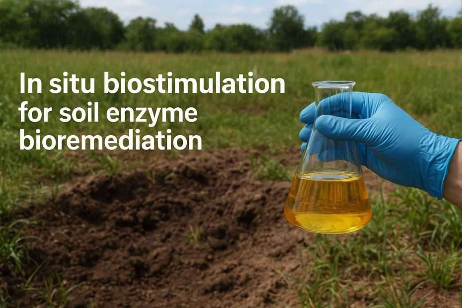 In situ biostimulation for soil enzyme bioremediation