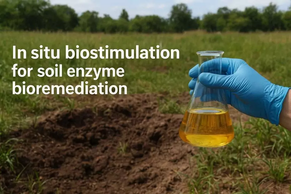 In situ biostimulation for soil enzyme bioremediation